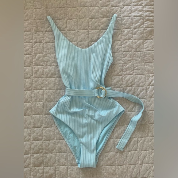 BNWT Melissa Odabash St. Tropez ribbed sky blue one piece bathing/swimsuit XS - Picture 7 of 15